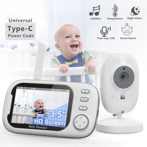 SEETE 3.5 Inch Wireless Video Baby Monitor Auto Night Vision Temperature Monitoring Video Surveillance Cam Power Saver High Definition Baby Nanny Security Camera Mother Kids