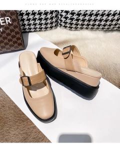 (แนะนำ+1ไซด์)One for all พร้อมส่งจากไทย New TX580 รุ่นนี้นุ่มใส่สบายมากกก รองเท้าเปิดส้น พื้นสูง3นิ้ว แต่งเข้มขัด รองเท้าครึ้งส้มสไตล์เกาหลี