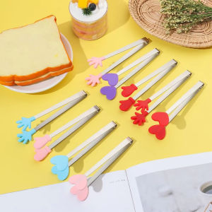 Portable Mini Silicone Food Tongs Cute  Non-slip Snack Food Tongs Kids Creative Small Palm  Shape for  Potato Chips Tongs