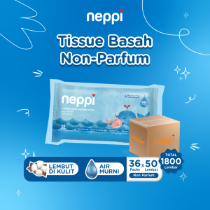 (36 Pcs x 50 Lembar) Neppi Baby Tisu / Tissue Basah Wipes Non Parfum 50s - Dus Pack