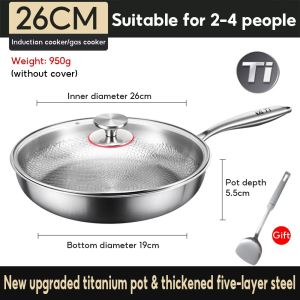 Frying Pan Titanium Hammered Non Stick Pan for Induction Cooker & Gas Stove Healthy Titanium Cookware for Daily Use