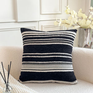 45x45cm Chenille Throw Decorative Pillow Covers Textured Striped Boho Cozy Neutral Cushion Cover For Sofa Bedroom Living Room Decoration