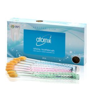 Bàn chải đánh răng người lớn với sợi siêu mềm mịn và bền bỉ được phủ lớp bụi vàng ngăn ngừa vi khuẩn bám trên lông bàn chải (8 cây) - Atomys Toothbrush - 애터미 칫솔 - Атоми Зубные Щетки 8 шт