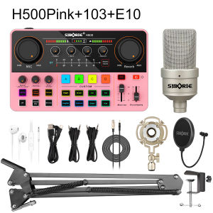 Siborie【Free headset】H500 soundcard+103 mic+E10 headset Full set 3 in 1 Siap COD