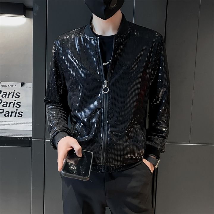 Y2K Mens Streetwear Night Club Stage Thin Motorcycle Jackets Jas