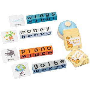 YUDESHUI Gỗ Khối xây dựng học tiếng Anh Thử thách trí nhớ PK Chữ cái nhận thức Đồ chơi đánh vần từ Học tập sớm Đồ chơi giáo dục Trẻ em