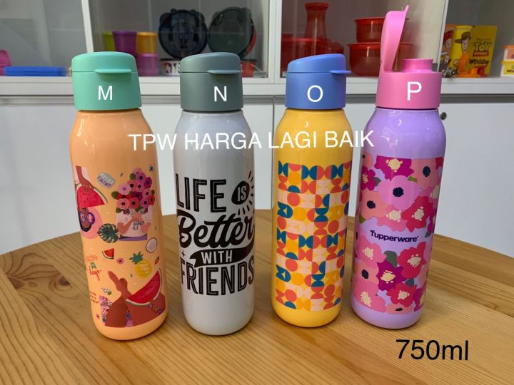 Tupperware Eco Fancy Flip Top Water Bottle 750ml l (Botol