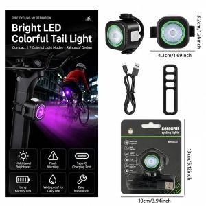 Bike Tail Light Smart Sensing MTB Road Bike Rear Light IPX6 Waterproof Type-C Charging Taillight Cycling Accessory