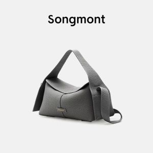 Songmont Dòng sản phẩm treo tai Hữu TùngTúi đeo chéo công sở mùa thu da bò lớp đầu kiểu dáng mái hiên hobo Túi mini