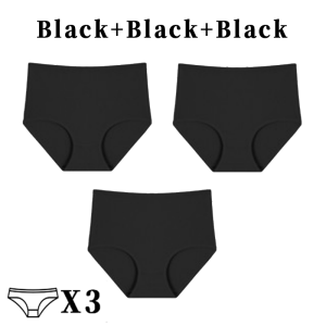 FINETOO 3pcs/set Womens High Waist Pure Cotton Panties Shapewear Antibacterial Breathable Plus Size Briefs Underwear