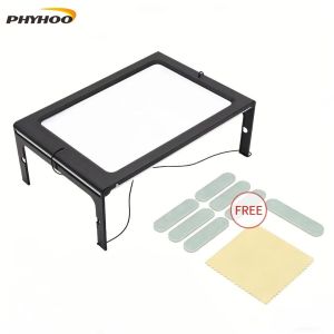 PHYHOO 8PCS/SET A4 Full Page Foldable Magnifier 3X Giant Large Hands Free Magnifying Glass With Light LED Magnifier for Reading