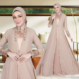 Gamis Set Outer Paula Dres Rompi Velvet Mix Babydoll Plus Squin Aplikasi Payet Dress Kondangan Wanita Elegan Kekinian Baju Muslim Seragaman Pernikahan Remaja Viral