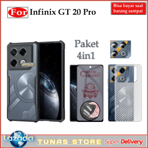 Paket 4in1 Casing infinix GT 20 Pro Softcase case shockproff antigores anti spy tempered glass