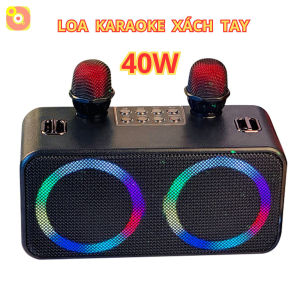 Loa Bluetooth Karaoke RK01 Xách Tay Kết Nối Đa Năng 2 Mic Không Dây Cao Cấp Tiện Lợi Đem Theo