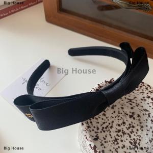 [COD] Big House French Vintage Bowknot Hair Band Solid Color Bow Hairband For Girls Minimalist Fashion Head Hoop Hair Accessories