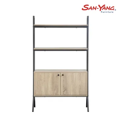 San-Yang Furniture Display Shelf with Door 4-Layer Gray Oak 211049