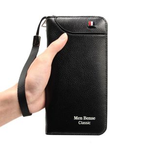 MENBENSE 888-20 DOMPET TANGAN ZIPPER TEBAL PRIA WANITA SEMI KULIT ADA TALI PENDEK