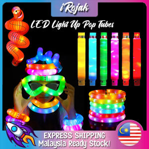 [iRojak] Light Up Pop Pipes Pop Tube Toys Pop Light Tube Goodies Toys For Kids 发光玩具 伸缩管玩具 Mainan Tiub - BT408