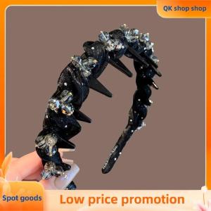 ✨QK shop✨ Elegant Temperament Rhinestone Design Hairband For Women Daily Wear Headwear Non-slip Wash Face Headband Hair Accessories