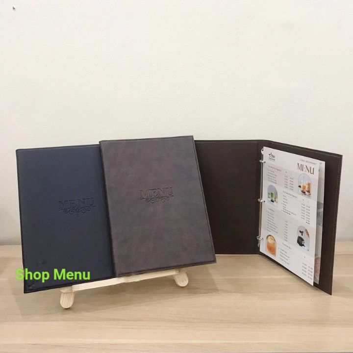 Sổ bìa da khổ A4 gáy còng, menu da cao cấp gáy còng, quyển sổ menu bìa ...