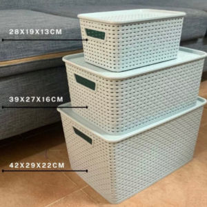 Rổ Nhựa Chữ Nhật Giỏ Đựng Quần Áo Bánh Kẹo Có Nắp Đậy VIỆT NHẬT HOKORI 3336/37/38 - TADAHOME