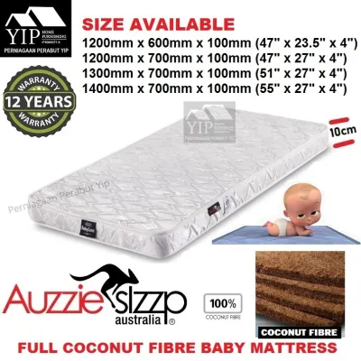 Aussie Sleep Baby Love Full Coconut Fibre Baby Mattress / Baby Cot Mattress / Baby Tilam (4 Sizes Available ) (12 Years Warranty)