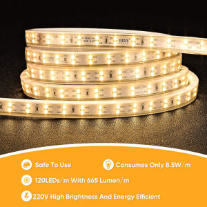 10/15/20/30 เมตร w/ ปลั๊ก LED Strip สองแถว 2835 220V แถบไฟ LED แบบยืดหยุ่น 120Leds/m เทปกันน้ำ LED โคมไฟสว่างสูงสีขาว/สีขาวอบอุ่นตกแต่งบ้าน