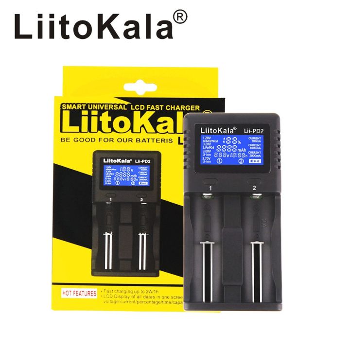 แท่นชาร์จเปล่า Liitokala Lii-PD2 หน้าจอดิจิตอล รองรับ 1.2-4.2V ชาร์จได้ ...