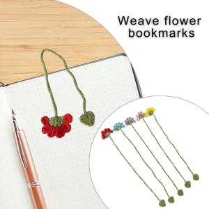 5Pcs Handmade Knit Flower Bookmarks Book Page Marker Crochet Floral Bookmarks Reading Aid for Book Lover Reader Student