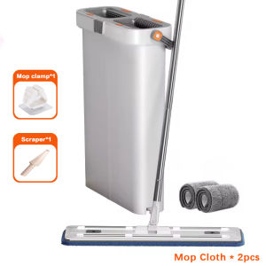 【SG STOCK】Stainless Steel Mop and Bucket Wet & Dry Mop Multifunctional Hand Mop Compartment 40cm Enlarged Large Flat Floor Mop