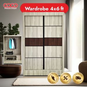 COCO_Sliding Doors Bedroom Wardrobe_Almari Baju 2 Sliding Doors - 4ft x 6ft_Siap Pasang Ready Stock