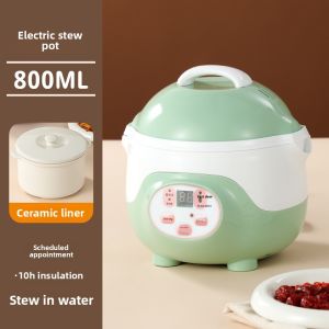 Small ceramic electric stew pot home babys supplementary food porridge double ear stew pot intelligent reservation soup water separated stew pot