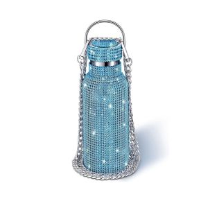 FUNG Chain Rhinestone Water Bottle Stainless Steel Thermal Glitter Tumbler Portable Refillable Sparkling Thermoses Women