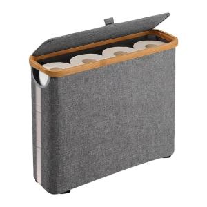 Modern Bathroom Accessory Toilet Paper Basket With Generous Storage and Easy Setups Available In Black or Gray