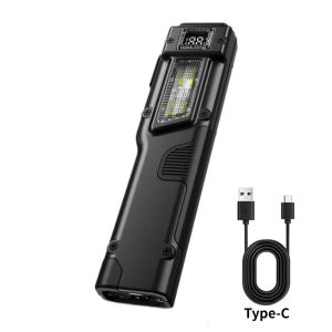 Dual Light Source LED Pocket Flashlight With Pen Clip 1000mAh High Capacity Battery Ultra Thin Inspection Light UV Currency Detector Red SOS Flashing Lamp For Night Hiking