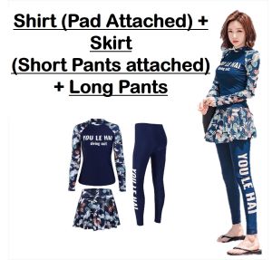 [88] 🇲🇾 PENANG READY STOCK 3/4 Pieces Set 💜 Women Plus Size Swimming Suit Set Muslim Muslimah Swimwear Diving Suits Long Pants Skirt Long Sleeve Swimming Suits