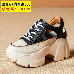 [Free Shipping] WomenS Spring And Summer New Style Perforated Breathable Inner-Height-Increasing Shoes Versatile Thick-Soled Roman Sandals