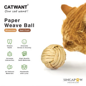 CatWant Paper Weave Ball with Gall Fruit Powder Rattan Silvervine Feline Cat Toy