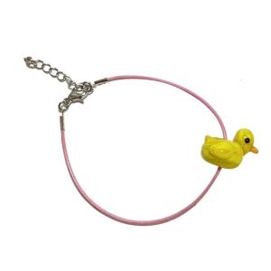 Cute Glass Duck Charm Bracelets Fun Summer Beach Wristband Yellow Duck Pendant Bracelets Birthday Gift Party