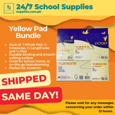 Yellow Pad Bundle - 1 Whole 1/2 Crosswise 1/2 Lengthwise 1/4 Pad for School