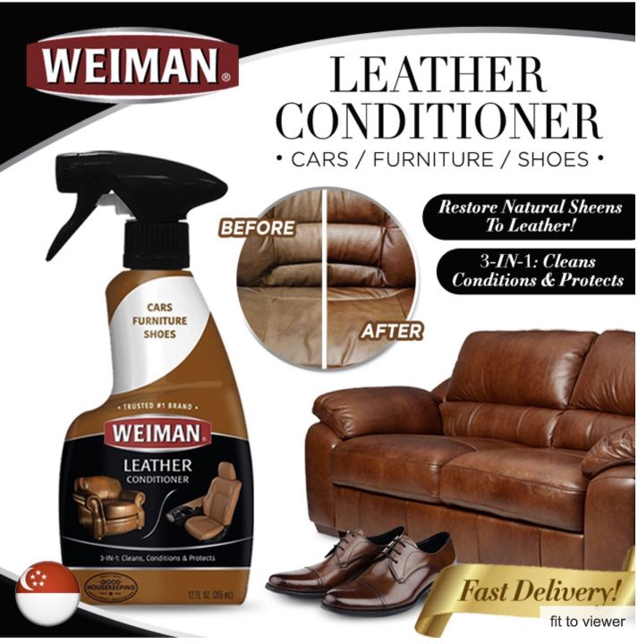Weiman Detergente E Balsamo Per Pelle, Formula Delicata Con Protettori UV, 355 Ml, Per Divani, Auto, Scarpe E Borse