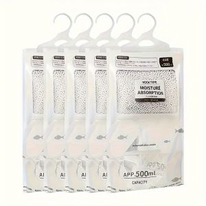 5-Pack Large Dehumidifier Bags 500ml Moisture Absorption Clothes Dehumidifier Non-Electric Wardrobe & Home Dehumidifier Moisture Absorption Bags Wardrobe Dehumidifier Moisture Absorber No Power Required