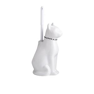 Freestanding Toilet Brush and Holder Ceramic Cats Base Cleaning Brush with Leakproof Base Toilet Cleaner Enduring
