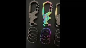 Heavy duty metal keychains Carabiner clip Car key chainsFashion family keychain bottle opener and 3 Key Rings suitable for men and women.（Black-pcs）