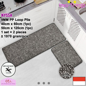 Tren-D-rugs Keset kaki tebal polos alas lantai kamar dapur panjang anti slip 1 set isi 2pcs - NMs