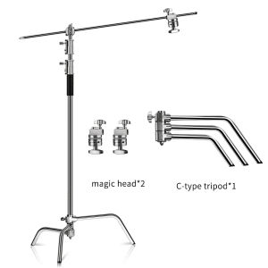 C-Type Magic Leg Tripod for Photography 3.3m Thickened and Reinforced Stainless Steel Movie Lighting Stand Heavy-Duty Top Light Stand with Slanted