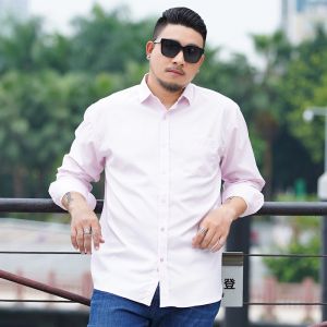 90-200KG PLUS SIZE Long Sleeve Mens Casual Solid Color Business Big Top Wedding Red Oversize shirt 12XL
