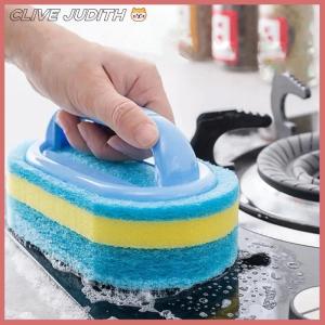 CISWGE Thickening Cleaning Brush With Handle Kitchen Sponge Wipe Bathroom Tile Bathtub Cleaning Sponge Home Stain Removal Clean Tools