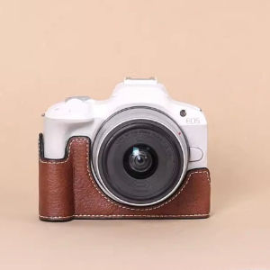 【NEW F】Retro half set Micro-single camera bag For Canon R50 R100 PU Leather case base r50 Protective case portable camera bag