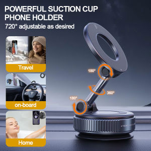 Portable Magnetic Phone Stand with Super Strong Magnet Adjustable Foldable 360° Rotating Folding ABS Plastic Metal